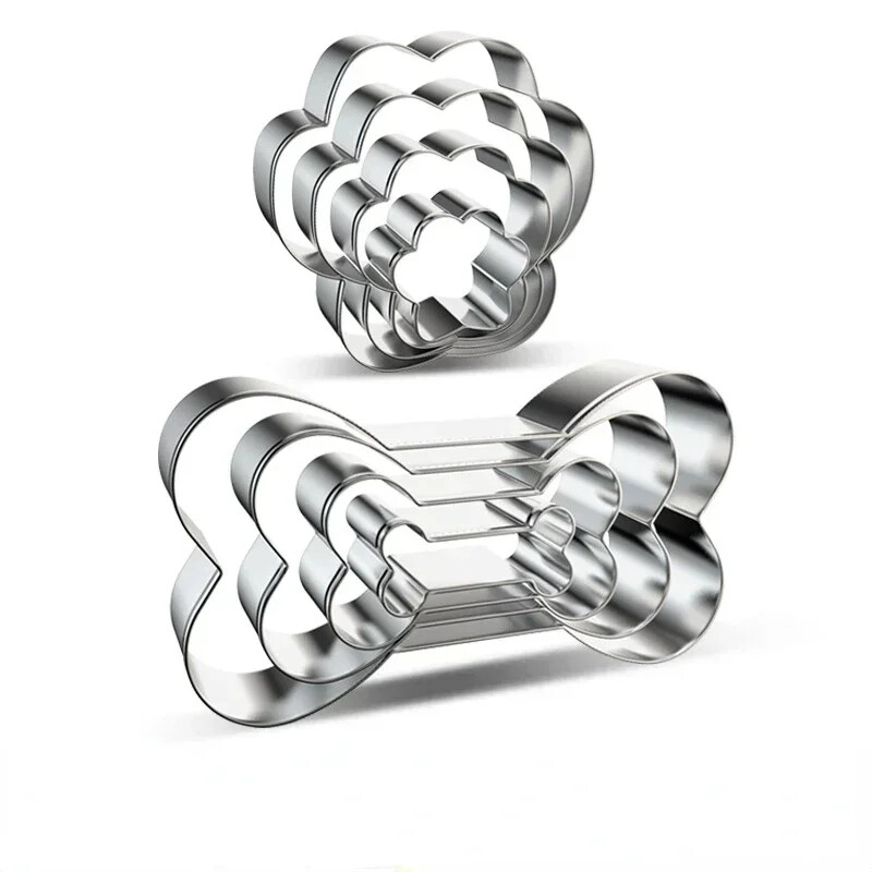 Süteményvágó forma rozsdamentes acél kisállat kutya csont mancs formájú barkács torta Sugarcraft tészta keksz forma sütőeszköz 4db/készlet