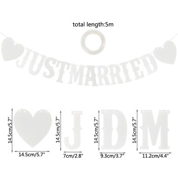 Μπάνερ 3m Just Married Bunting Garland Photo Props Κρεμάστρα από χαρτί για διακόσμηση γάμου με νυφικό ντους