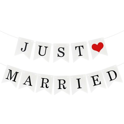 3 m Just Married Banner sármány füzér fényképes kellékek papír akasztós esküvői zuhanyhoz esküvői party dekoráció