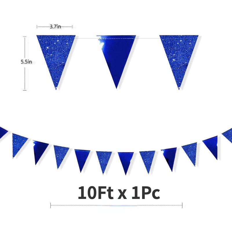Királykék Születésnapi Party Banner Dekorációk Sötétkék Ballagási Papír Háromszög Banner Zászló Füzér Sármány Fiú Buli Kellékek