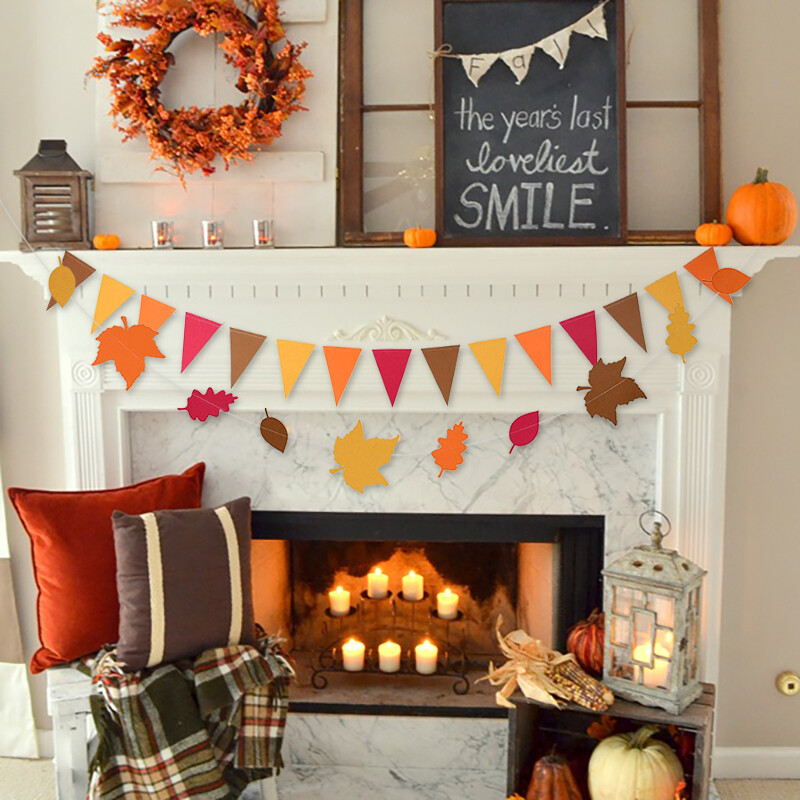 Őszi levelek juharfüzérek kerek papírfüzér Hálaadás szalaghirdetés Otthoni Születésnapi Party dekoráció Fal Kandalló Ünnepi dekoráció