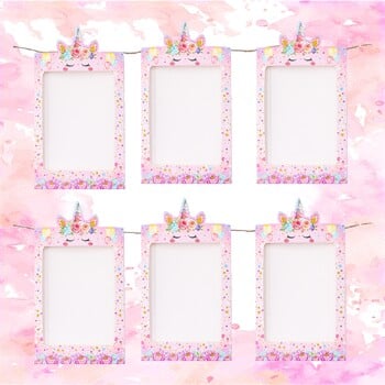 Pink 1st Birthday Photo Banner Garland 12 Months Photo Frame Banner Butterfly Unicorn Donut ενός έτους Προμήθειες για πάρτι γενεθλίων