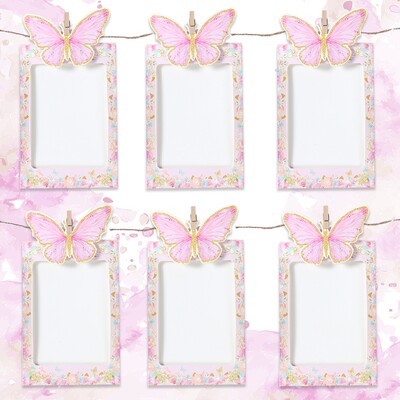 Pink 1st Birthday Photo Banner Garland 12 Months Photo Frame Banner Butterfly Unicorn Donut ενός έτους Προμήθειες για πάρτι γενεθλίων