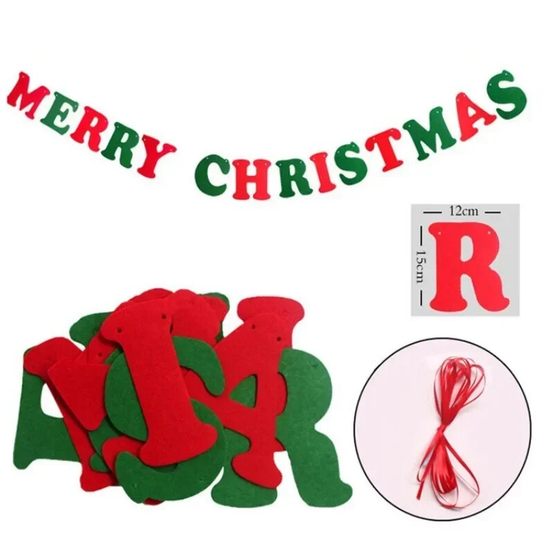 Karácsonyi transzparensfüzér BOLDOG KARÁCSONYT Banner Filc húzóvirág Karácsonyi füzér Ünnepi díszek bulihoz kellékek