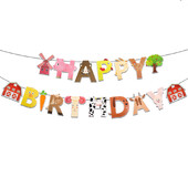 Farm Születésnapi Party Banner Farm Disznó Macska Minta Boldog születésnapot Feliratok Banner Girland Gyerekek Születésnapi Party Dekorációs Kellékek