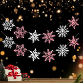 Téli hópehely karácsonyi szilveszteri parti dekoráció zászló és virágkötészeti 1 db 2 darabos készlet.