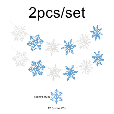 Téli hópehely karácsonyi szilveszteri parti dekoráció zászló és virágkötészeti 1 db 2 darabos készlet.