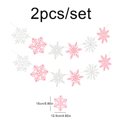 Téli hópehely karácsonyi szilveszteri parti dekoráció zászló és virágkötészeti 1 db 2 darabos készlet.