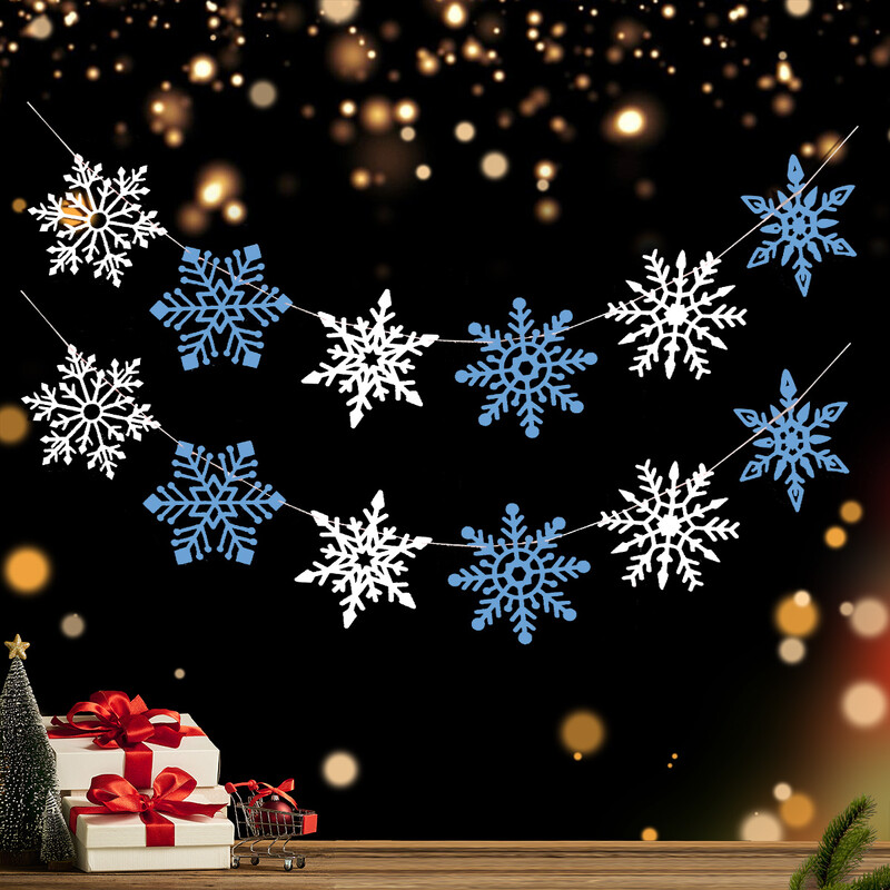 Téli hópehely karácsonyi szilveszteri parti dekoráció zászló és virágkötészeti 1 db 2 darabos készlet.