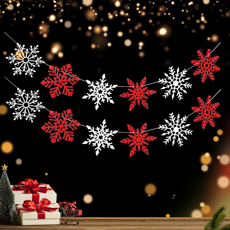 Téli hópehely karácsonyi szilveszteri parti dekoráció zászló és virágkötészeti 1 db 2 darabos készlet.