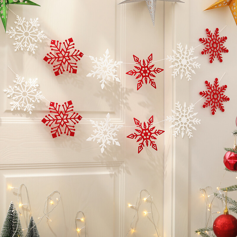 Téli hópehely karácsonyi szilveszteri parti dekoráció zászló és virágkötészeti 1 db 2 darabos készlet.