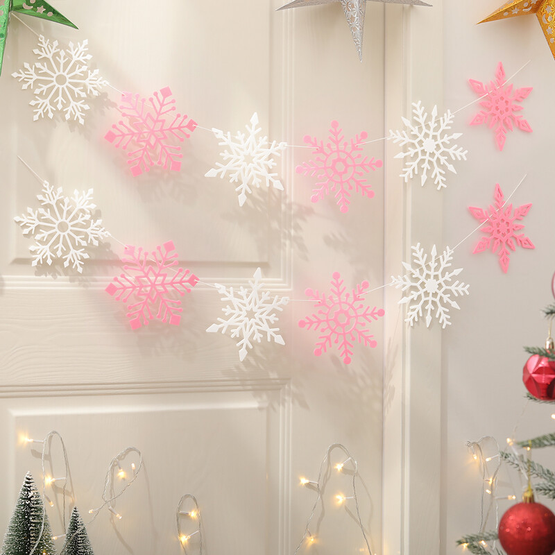 Téli hópehely karácsonyi szilveszteri parti dekoráció zászló és virágkötészeti 1 db 2 darabos készlet.