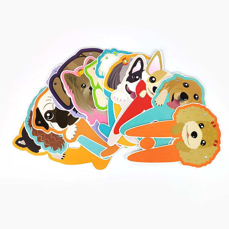 Γελοιογραφία χαριτωμένο πανό ζώων με κουκούτσια χαριτωμένο σκυλί γάτα γατάκι με καπέλο τραβά χαρτί γιρλάντα σημαία παιδική διακόσμηση πάρτι γενεθλίων