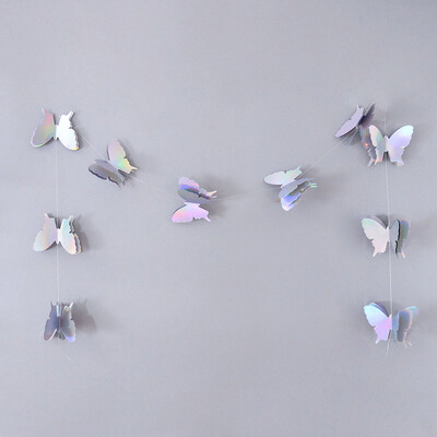 Arany lézeres pillangós papírfüzér függő transzparens dekoráció gyerekeknek ajándék születésnapi parti dekoráció gyerekszoba pillangó függöny