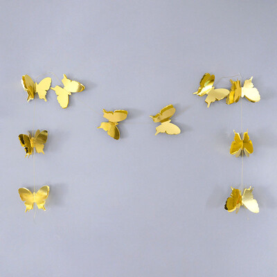 Arany lézeres pillangós papírfüzér függő transzparens dekoráció gyerekeknek ajándék születésnapi parti dekoráció gyerekszoba pillangó függöny