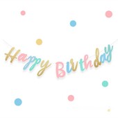 Daudz laimes dzimšanas dienā Reklāmkarogs Pastelis Makarons Krāsaini Burti Vītne Bērniem Zīdaiņiem Pieaugušiem Mājdzīvnieki Dzimšanas dienu ballīšu rotājumi Materiāli