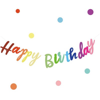 Daudz laimes dzimšanas dienā Reklāmkarogs Pastelis Makarons Krāsaini Burti Vītne Bērniem Zīdaiņiem Pieaugušiem Mājdzīvnieki Dzimšanas dienu ballīšu rotājumi Materiāli