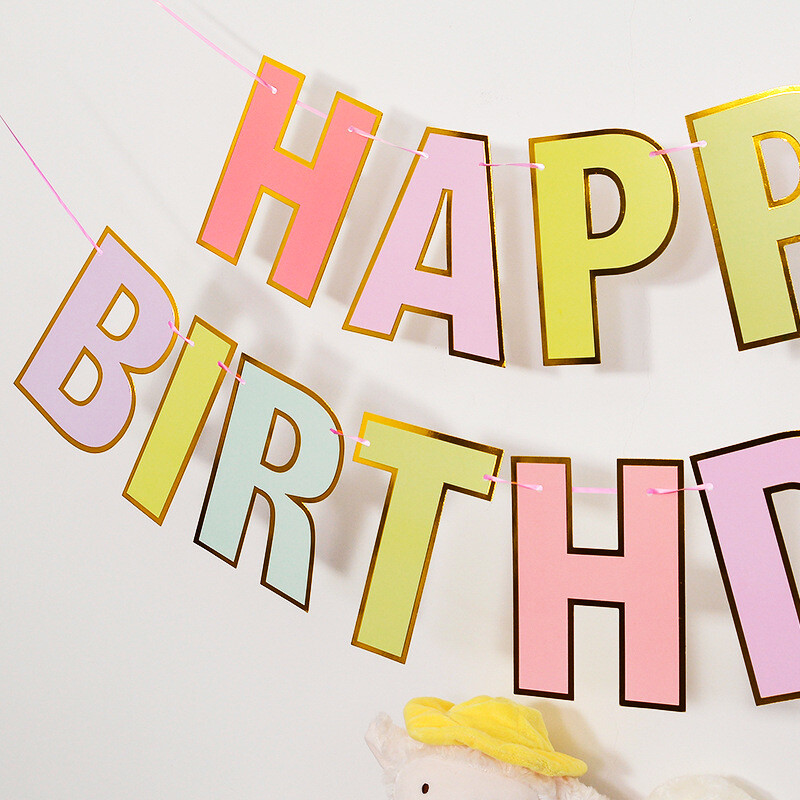 Χρυσό Πανό Χρόνια Πολλά Διακόσμηση Γαμήλιο πάρτι Κρεμαστό πανό γιρλάντα Baby Shower 1st Birthday Boy Girl