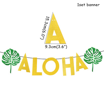 Hawaii Aloha Luau Party Banner Trópusi Pálmalevelek Virágok Flamingó Füzérek Nyári Medence Beach Születésnapi parti dekoráció