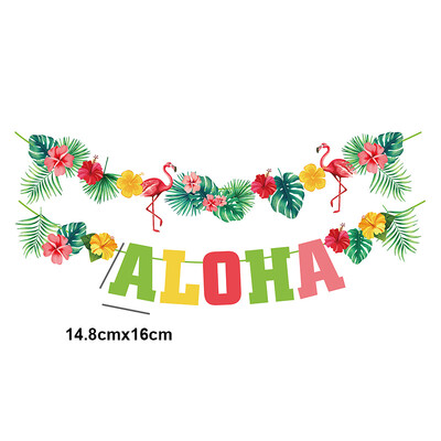 Hawaii Aloha Luau Party Banner Trópusi Pálmalevelek Virágok Flamingó Füzérek Nyári Medence Beach Születésnapi parti dekoráció