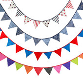 Távolság 3,2 M Vintage virágos szövet sármány 12 zászlós zászló Születésnapi esküvői party dekoráció Banner Baby Shower karneváli füzér