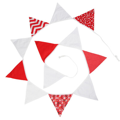 Távolság 3,2 M Vintage virágos szövet sármány 12 zászlós zászló Születésnapi esküvői party dekoráció Banner Baby Shower karneváli füzér