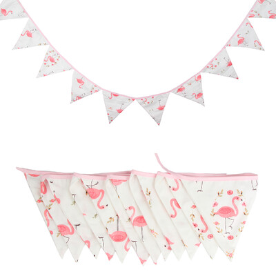 Távolság 3,2 M Vintage virágos szövet sármány 12 zászlós zászló Születésnapi esküvői party dekoráció Banner Baby Shower karneváli füzér