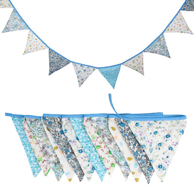 Távolság 3,2 M Vintage virágos szövet sármány 12 zászlós zászló Születésnapi esküvői party dekoráció Banner Baby Shower karneváli füzér