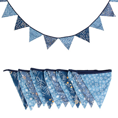 Távolság 3,2 M Vintage virágos szövet sármány 12 zászlós zászló Születésnapi esküvői party dekoráció Banner Baby Shower karneváli füzér