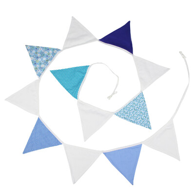 Távolság 3,2 M Vintage virágos szövet sármány 12 zászlós zászló Születésnapi esküvői party dekoráció Banner Baby Shower karneváli füzér