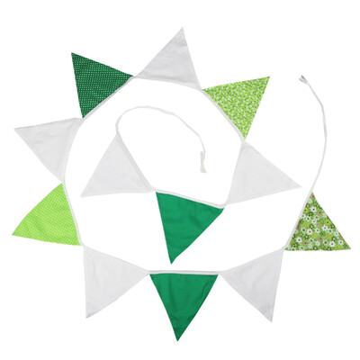 Távolság 3,2 M Vintage virágos szövet sármány 12 zászlós zászló Születésnapi esküvői party dekoráció Banner Baby Shower karneváli füzér