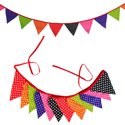 Távolság 3,2 M Vintage virágos szövet sármány 12 zászlós zászló Születésnapi esküvői party dekoráció Banner Baby Shower karneváli füzér