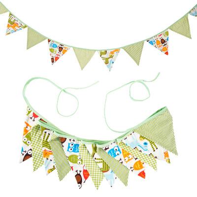 Távolság 3,2 M Vintage virágos szövet sármány 12 zászlós zászló Születésnapi esküvői party dekoráció Banner Baby Shower karneváli füzér