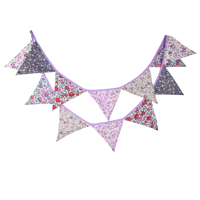 Távolság 3,2 M Vintage virágos szövet sármány 12 zászlós zászló Születésnapi esküvői party dekoráció Banner Baby Shower karneváli füzér