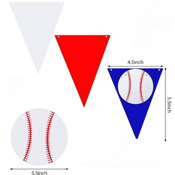 Λευκό κόκκινο μπέιζμπολ Πανό Διακοσμήσεις για πάρτι Μπέιζμπολ Τρίγωνο Σημαίες Χάρτινη γιρλάντα για αθλητικό θέμα Γενέθλια προμήθειες ντους μωρών