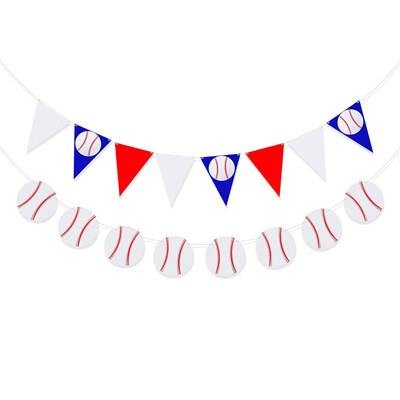 Fehér piros baseball transzparens party dekorációk baseball háromszög zászlók papír füzér sport témához Születésnapi babazuhany kellékek