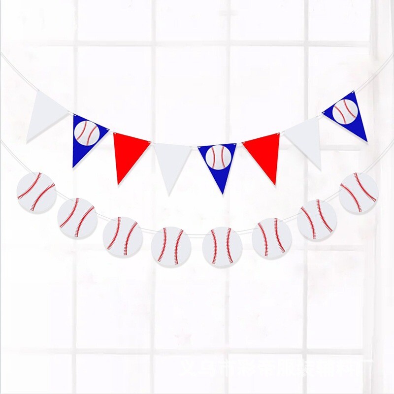 Fehér piros baseball transzparens party dekorációk baseball háromszög zászlók papír füzér sport témához Születésnapi babazuhany kellékek