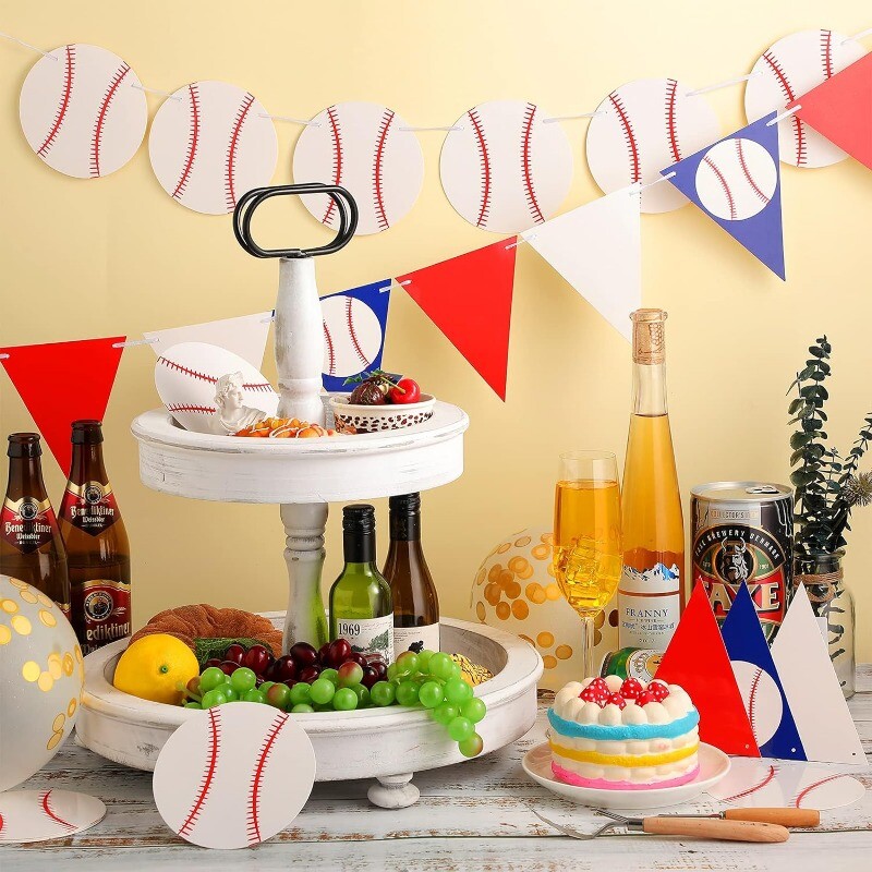 Fehér piros baseball transzparens party dekorációk baseball háromszög zászlók papír füzér sport témához Születésnapi babazuhany kellékek