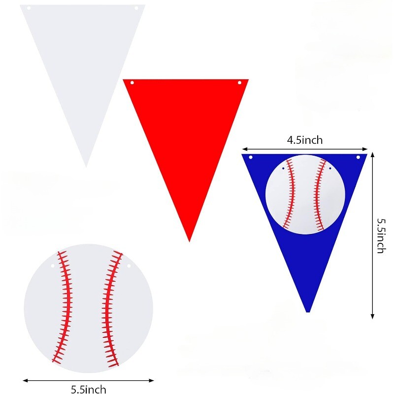Fehér piros baseball transzparens party dekorációk baseball háromszög zászlók papír füzér sport témához Születésnapi babazuhany kellékek