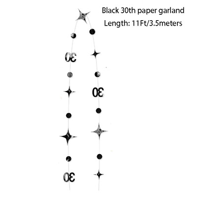 Fekete arany 30. születésnapi díszek 30-as szám, körpöttyös, csillogó csillagfüzér boldog, piszkos 30 éves harmincéves partikellékekhez