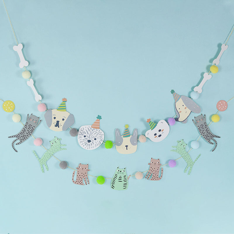 Jauks suns kaķis multfilma Dzīvnieki Bunner Banner Karogi bērniem Iecienīt bērnu duša dzimšanas dienas svinību rotājumi Izejmateriāli Papīra vītnes