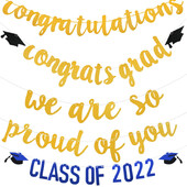 Arany levél Gratulálunk Grad Banner Fali függesztõ Füzér zászló Annyira büszkék vagyunk rád Sármány ballagási parti dekoráció Kellékek