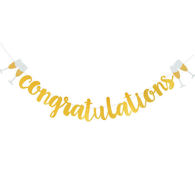 Arany levél Gratulálunk Grad Banner Fali függesztõ Füzér zászló Annyira büszkék vagyunk rád Sármány ballagási parti dekoráció Kellékek