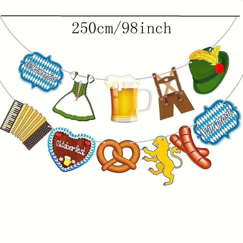 1db sörfesztivál dekoráció sörfesztivál zászló Garland Bavaria Német party zászlók Német party háttér kép dekoráció