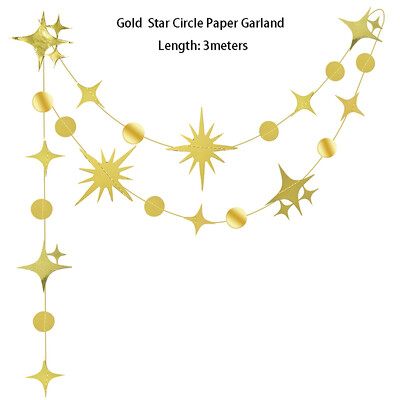 Arany Twinkle Star Boldog születésnapot Banner Díszek Kis négyágú csillag papírfüzér Nem Reveal Dodecagon Star Streamers