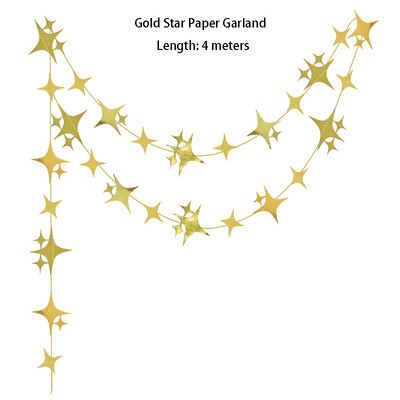 Arany Twinkle Star Boldog születésnapot Banner Díszek Kis négyágú csillag papírfüzér Nem Reveal Dodecagon Star Streamers