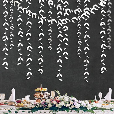 13 láb tavaszi nyár témájú zöld leveles füzér buli díszek papír függő levelek transzparens születésnapi esküvői kirakat dekorációhoz