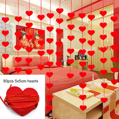 Ghirlande de hârtie cu inimă roșie de dragoste de 2M pentru ziua îndrăgostiților Banner suspendat cu inimă de nuntă pentru ziua de naștere, decorare pentru casa de duș de mireasă