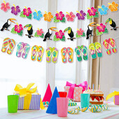 1 set havajskih ukrasnih banera Ljetne vijence za plažu Flamingo cvijet ptica Rođendanski papirnati vijenac Happy Aloha Luau Party banner