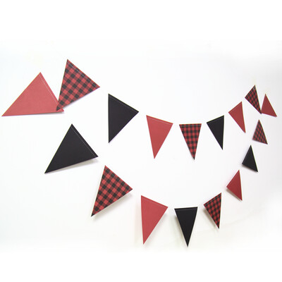 Κόκκινο μαύρο χριστουγεννιάτικο πάρτι Διακοσμήσεις πανό Buffalo καρό πουά Γιρλάντες Χάρτινες Τρίγωνες Σημαίες Streamers Χριστουγεννιάτικα ντεκό